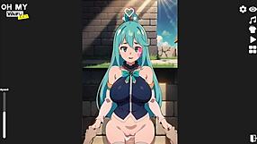 konosuba aqua gets standing sex creampie in this h game
