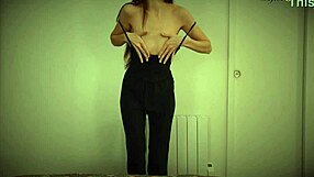 Skinny Teen Striptease Shows Off Small Tits in Horny Undressing Scene for 18-19 YO Fans