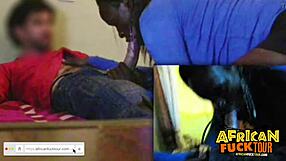 Ebony slut bends over to ride boyfriend's big cock in doggystyle.