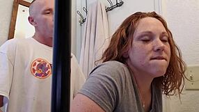 Wife Gets Quickie Tit Fuck in Bathroom