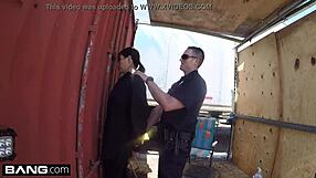 Latina vixen gives blow job to police officer on the street