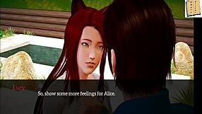 redhead teen with big tits in game