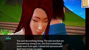 redhead teen with big tits in game