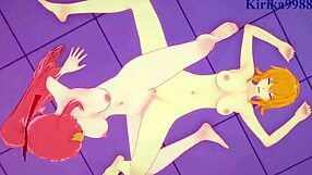 Cagalli, Yula, Lacus, Sulette, and Miorine in intense lesbian hentai play from Gundam