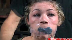 young bdsm babe restrained by old maledom!