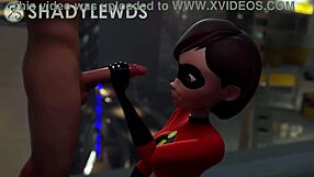 3D animated handjob with Helen Parr on the roof top