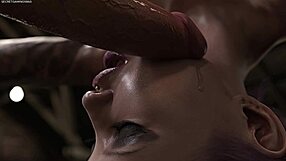Big-boobed cougar gets double penetration in 3D game