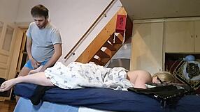 Stepson's forbidden foot fetish with his sexy stepmom