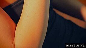 look at her smearing cream on big tits and hairy pussy!