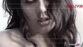 Young girl Melissa Black in a gang bang scene with no condom