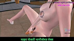 marathi audio sex story - an animated 3d porn video of a teen girl sitting on the floor and masturbating using carrot