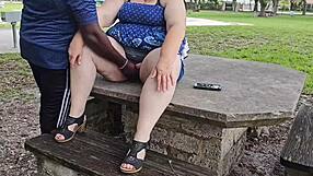 Big-boobed MILF has hot sex in the park