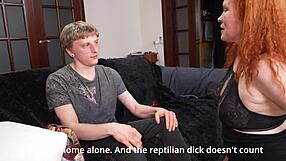 Stepmom tells stepson he's not mature enough, but invites him to her bed for passionate kissing and riding