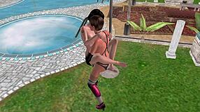 Animated 3D Lesbian Cutie Fucks Girl Hard in Unique Lifting Position