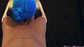 3D League of Legends hentai with Jinx POV blowjob
