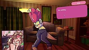 Two chicks playing poker in furry striptease game.