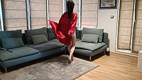 Unique Dance Performance By Brunette With Small Tits