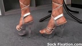 cute soft feet in socks tease