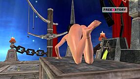 an animated cartoon girl poses sexily and masturbates with a carrot