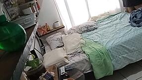 curvy milf secretly cleans her room while being watched