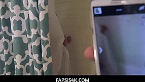 Skinny inked stepsister enjoys time with stepbrother after shower
