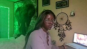 Naejae rubs her wet pussy watching lesbian porn