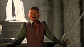 busty elf dominates man in fight, gets rewarded with cock