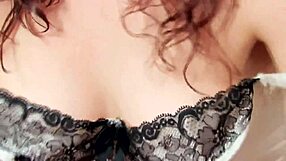 Helena teases while masturbating in sexy stockings and delicate lingerie