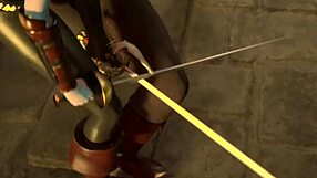 busty elf dominates man in fight, gets rewarded with cock