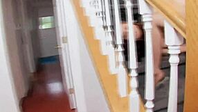 Helena teases while masturbating in sexy stockings and delicate lingerie