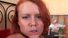 young 18yo redhead gets interviewed and pushes out anal creampie.