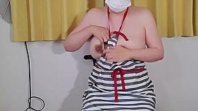 A perverted married woman masturbates in apron for full video online