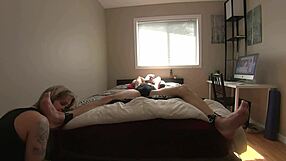 Gwen is a housewife who gives a sensual blowjob and handjob with bondage
