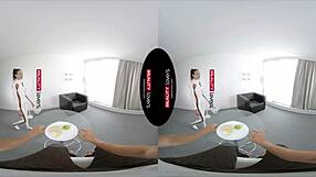 Petite latex clad android in virtual reality sex adventure