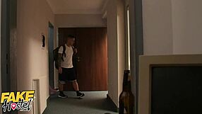 Cheating boyfriend gets rough sex with European teen in dorm