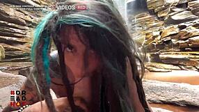 Caught fucking teen in waterfall with deepthroat blowjob and riding monster cock for cumshot