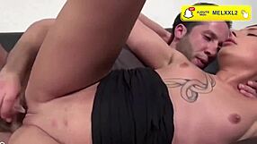 French secretary helps me cum on her big tits
