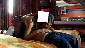 Hot schoolgirl gets fucked passionately in hotel room under skirt!