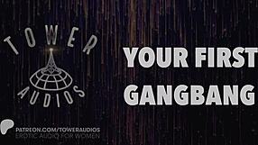 Dirty talk and banging in erotic gangbang audio