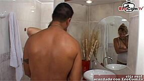 Spanish blonde milf endures fucking with cum in mouth.