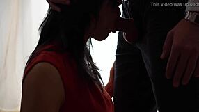 amateur wife in red dress deepthroats for friend