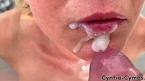 Blowjob While He Watches My Porn on Laptop with Huge Cumshot