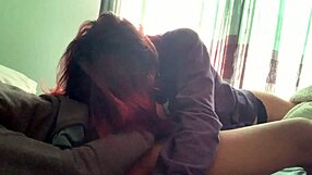 She doesn't notice I'm recording while devouring my huge cock