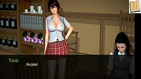 in my new family 16, the brunette teen 18+ shows off her big tits and ass in erotic scenes