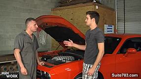sexy gay mechanic gets fucked in the garage