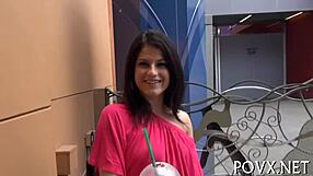 Erected cock roughly sucks shaved pussy in teen 18+ slut pov blowjob