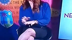 Spicy Hot Indian TV Anchor Gets Bent Over on Cricket Show!