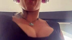 Blonde's Tits Bounce Out At Gym