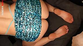 stepmom teases stepson with upskirt views and foot play