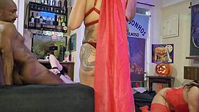 Halloween orgy with exotic women and big asses